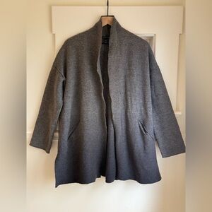 Eileen Fisher Ombre Boiled Wool Open Front Coat Gray S/M
